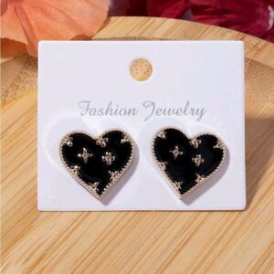Black Heart Stud Earrings